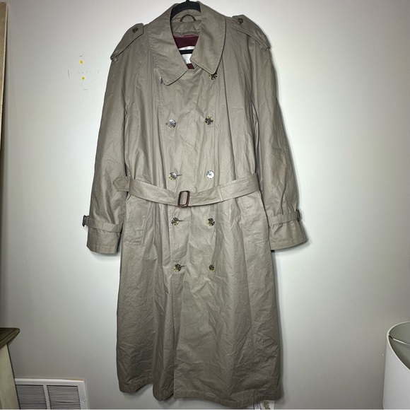 Stafford Executive Tan Trench Coat/Jacket with inner burgundy. Men’s size 42 Reg - Picture 1 of 16